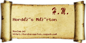 Hordós Márton névjegykártya