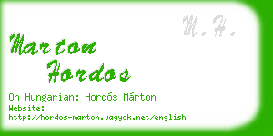 marton hordos business card